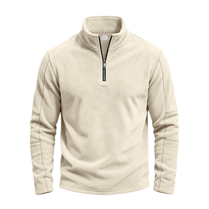 Herren Fleece-Halbreißverschluss-Pullover mit Stehkragen und Flatlock-Nähten Drune