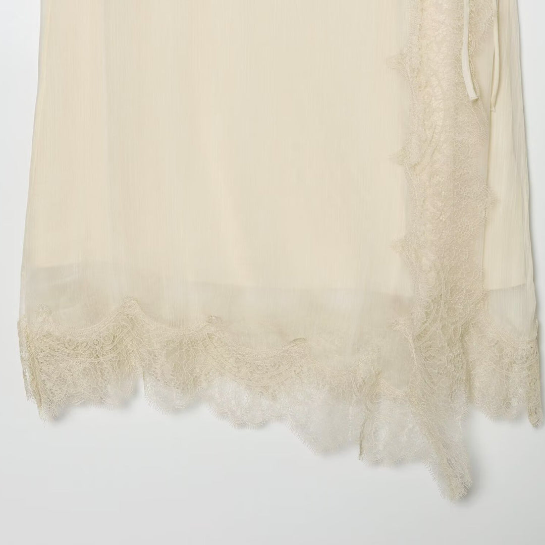 Damen Midi-Rock mit zarter Spitze und asymmetrischem Saum Drune