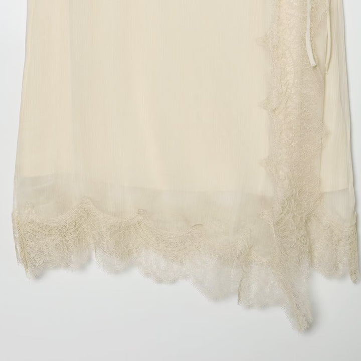 Damen Midi-Rock mit zarter Spitze und asymmetrischem Saum Drune