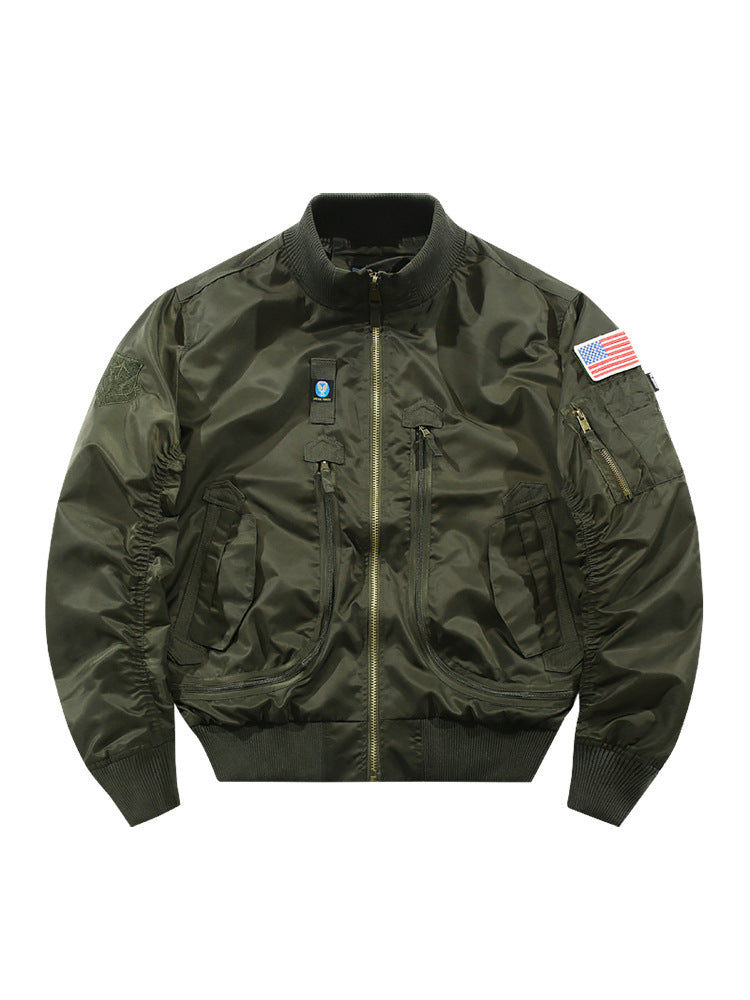 Herren Piloten-Bomberjacke mit Patchdetails und multifunktionalen Taschen Drune