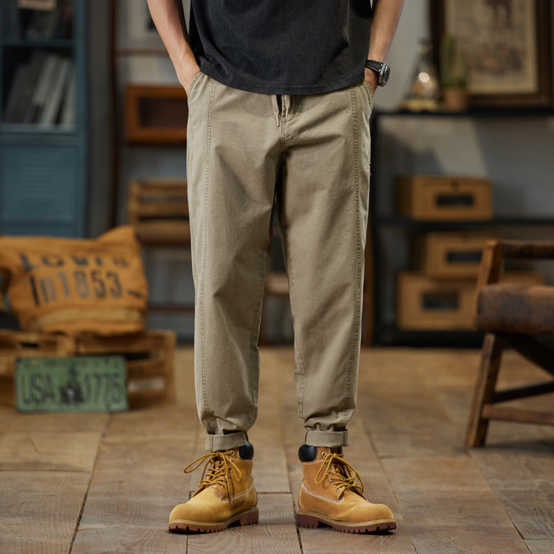 Herren Baumwoll-Twill Joggerhose im Tapered-Schnitt mit Tunnelzug und gekrempeltem Saum Drune