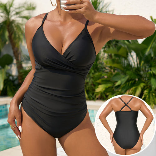 Damen Einteiliger Badeanzug mit raffiniertem Wickeldesign Drune