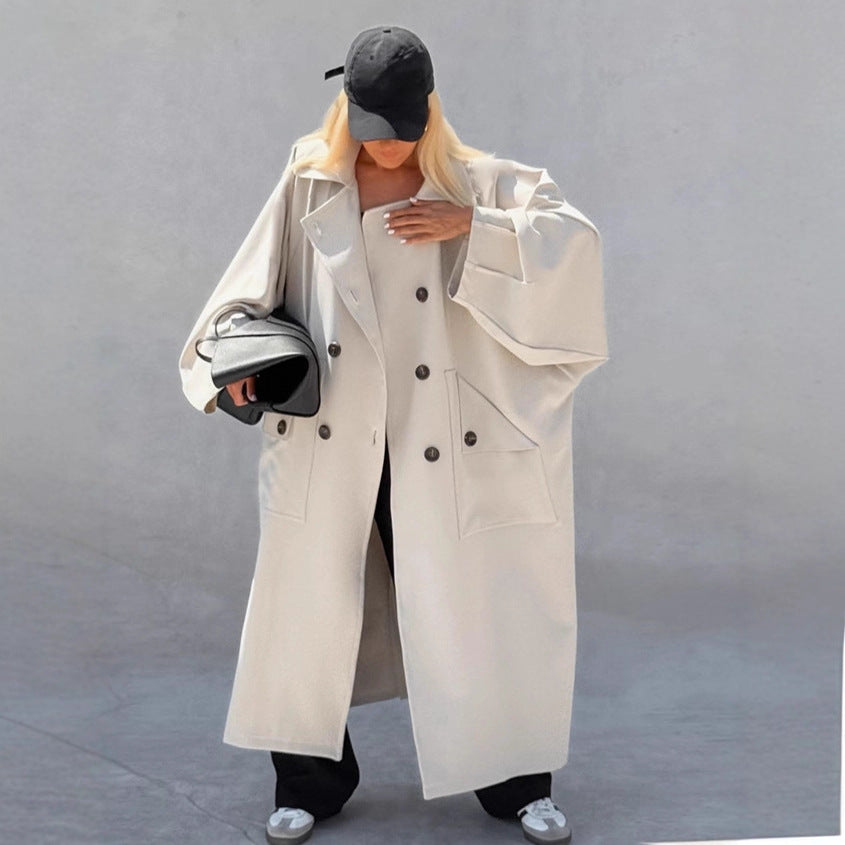 Damen Oversized Trenchcoat mit kreativem Schnitt und einzigartigen Details Drune