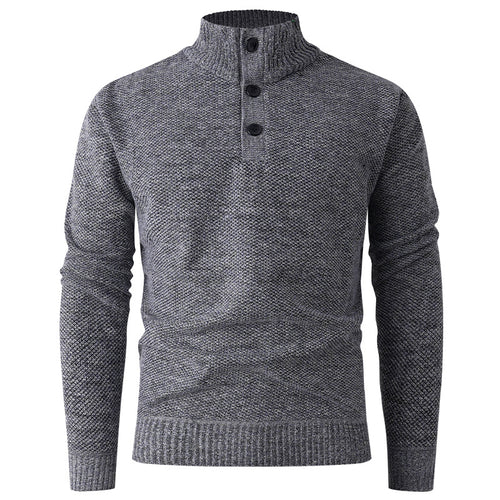 Herren Strickpullover mit modernem Stehkragen und dekorativen Knopfdetails Drune