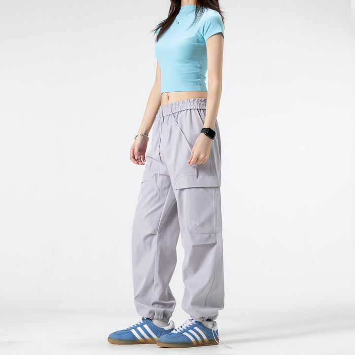 Unisex Weite Cargo-Hose im Utility-Baggy-Stil mit Elastikbund und verstellbaren Beinabschlüssen Drune
