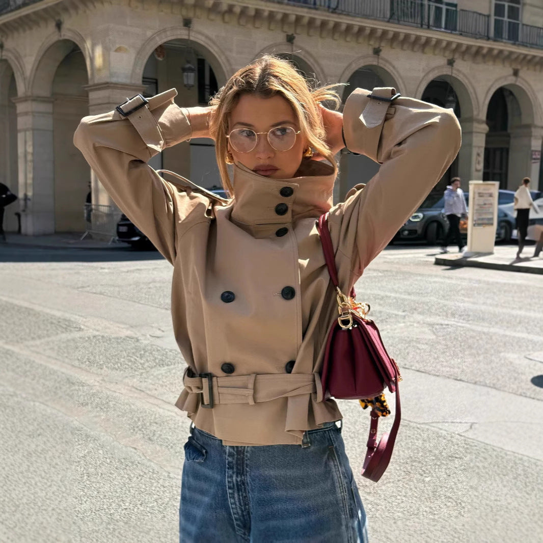 Damen modischer Trenchcoat mit innovativem Schnitt und praktischen Details Drune