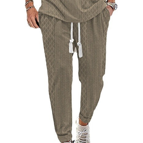 Herren Slim-Tapered Joggerhose im Struktur-Design mit Kordelzug und Eingrifftaschen Drune