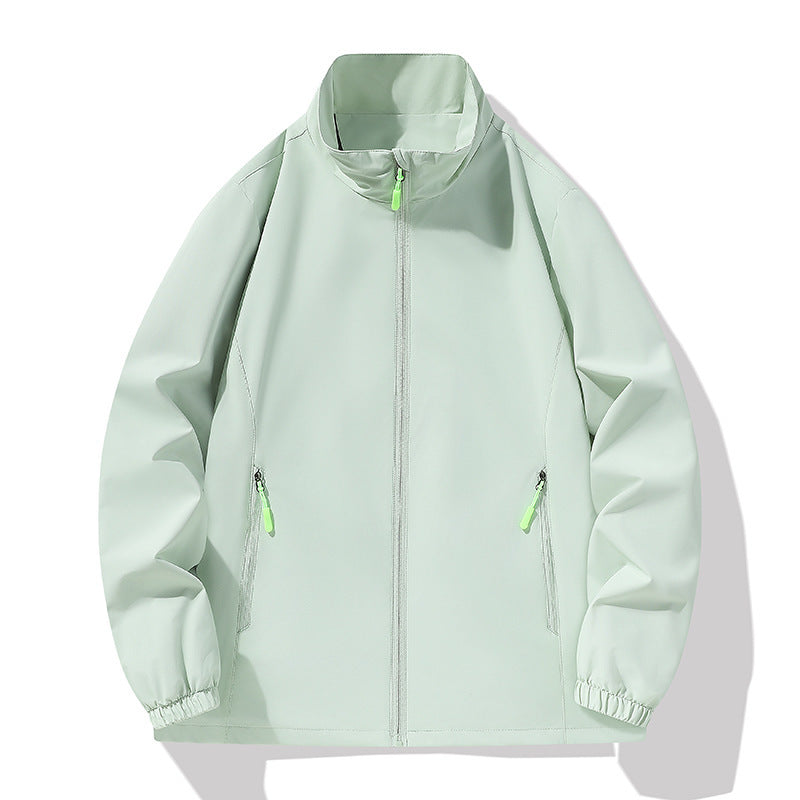 Herren Minimalistische Softshell-Outdoorjacke mit Stehkragen, wind- und wasserabweisender Membran und fluoreszierenden Zipper-Pulls Drune
