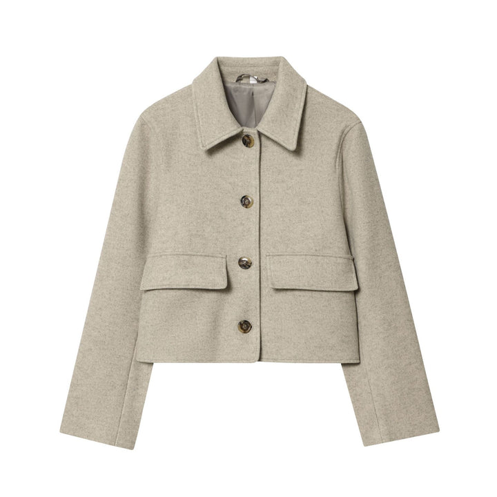 Damen Kurz geschnittene Wollmix‑Jacke im Boxy‑Cut mit Pattentaschen Drune