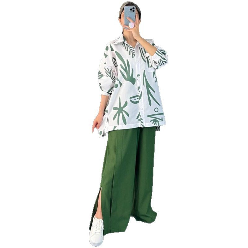 Damen Lässige Oversized-Bluse mit grafischem Druck und weiter Passform Drune