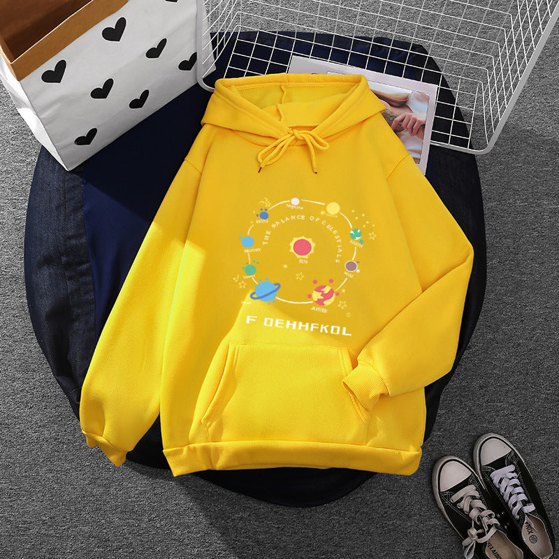 Damen nan Kapuzenpullover im Astronomie‑Print mit Kängurutasche und verstellbarem Kordelzug Drune