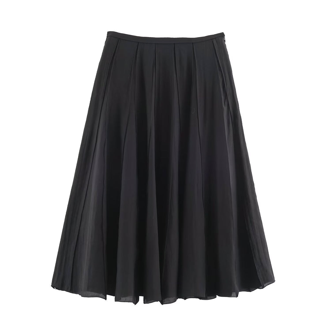 Damen Langer Plissee Maxirock mit Chiffonlage und seitlichem Reißverschluss Drune