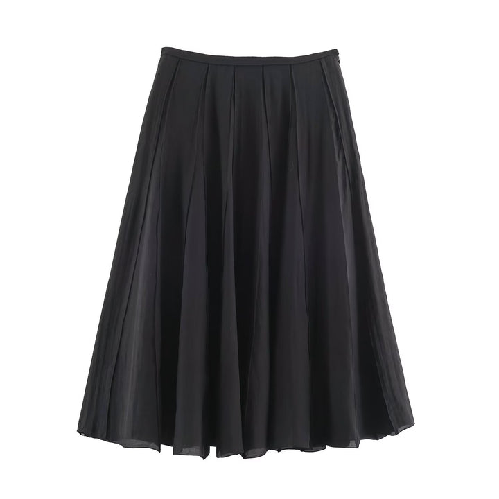 Damen Langer Plissee Maxirock mit Chiffonlage und seitlichem Reißverschluss Drune