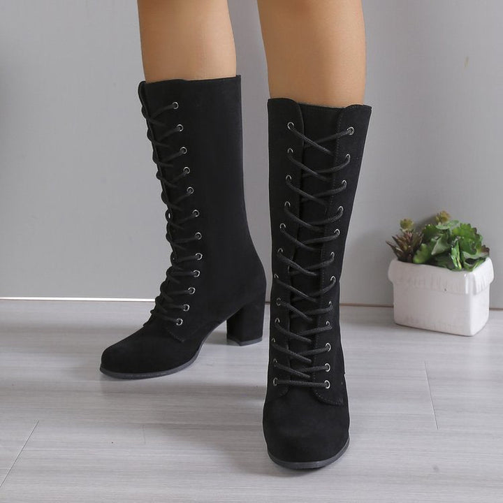 Damen Elegante Schnürstiefel mit hohem Absatz und modischem Design Drune