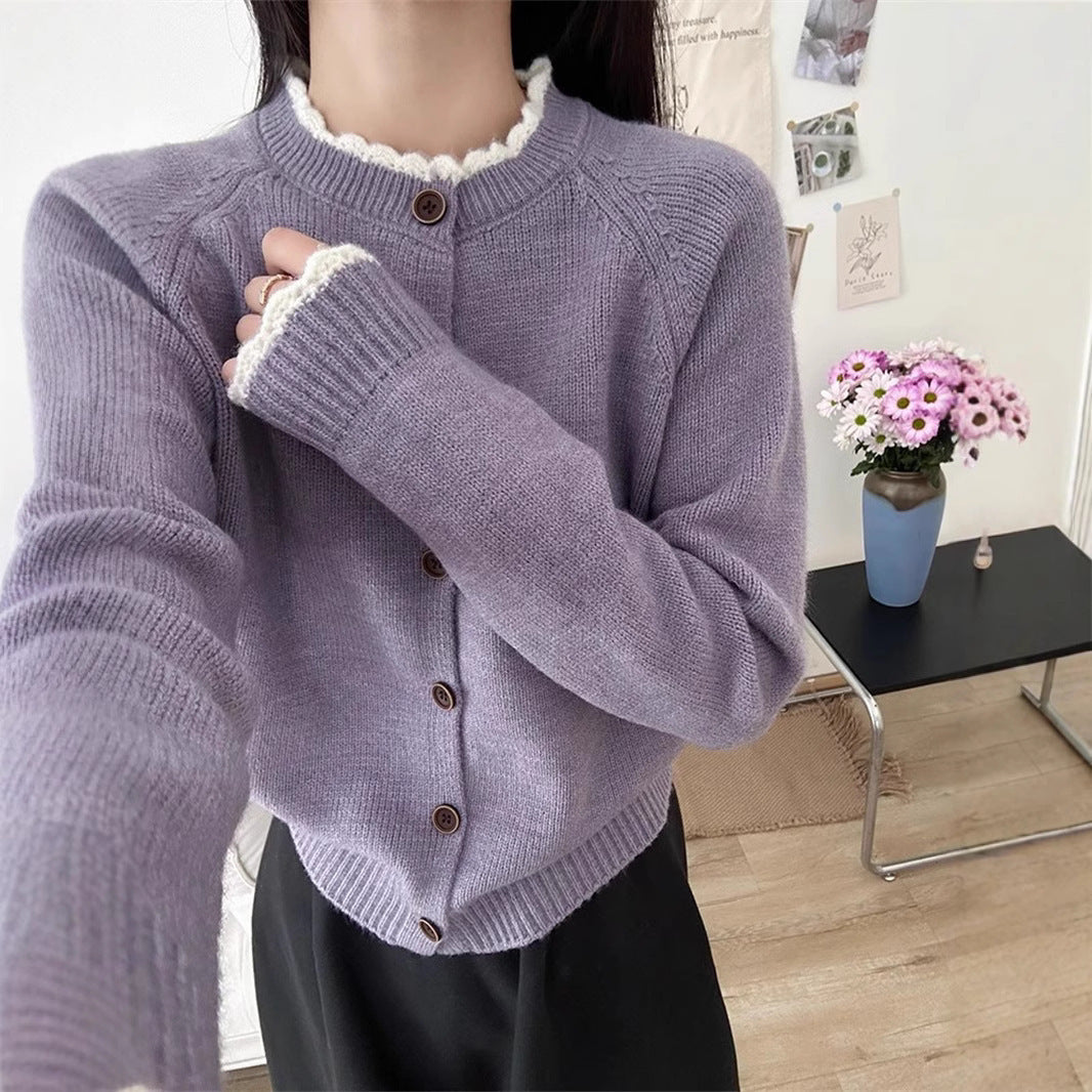 Damen kuschelige Strickjacke mit Rippdetail und Knopfverschluss Drune