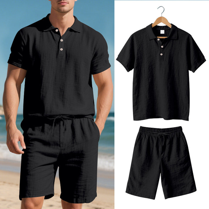 Herren lässiges Poloshirt und Shorts Set Drune