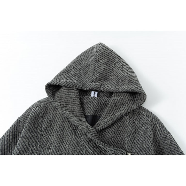 Damen Oversize Struktur-Ponchojacke mit Schalkragen und asymmetrischem Reißverschluss Drune