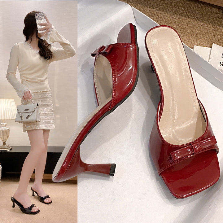 Damen elegante Absatzsandalen mit modischer Schleifenapplikation Drune