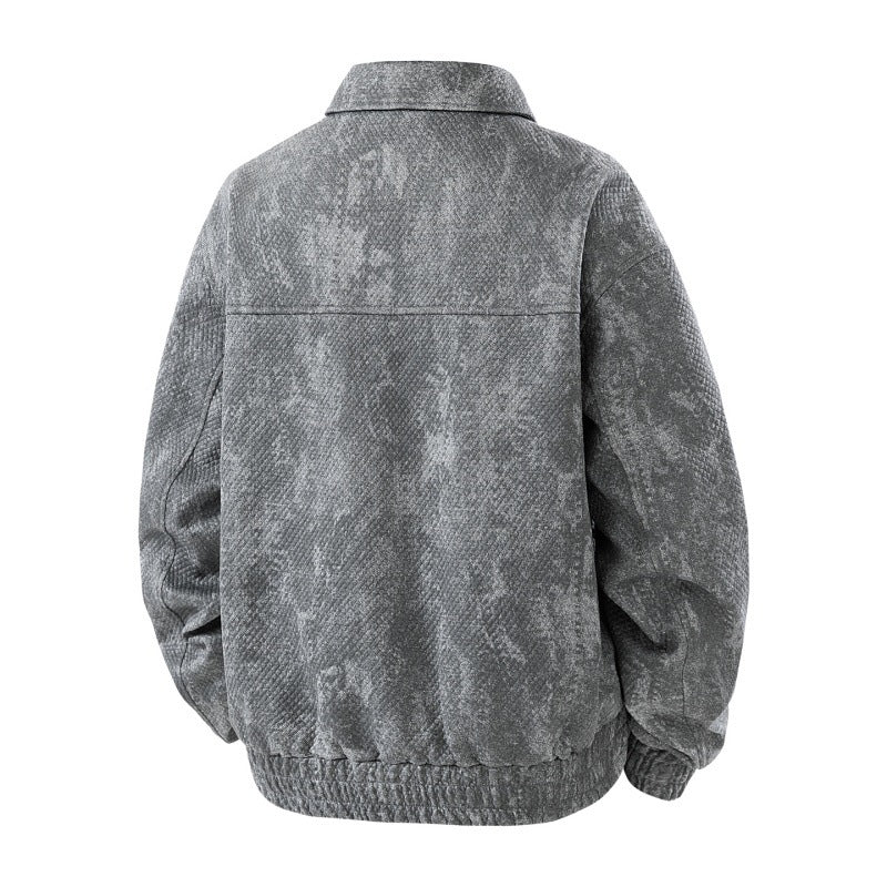 Herren texturierte Canvas-Workerjacke mit Reißverschluss-Front, verdeckter Druckknopfblende und elastischen Bündchen Drune