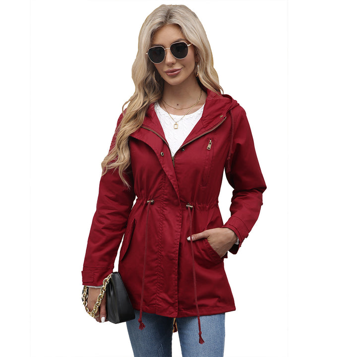 Damen nan leichter Parka mit Kapuze, Kordelzug und verdecktem Reißverschluss Drune