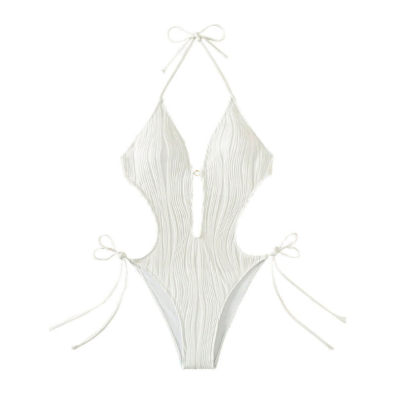 Damen Einteiler Badeanzug mit asymmetrischem Schnitt und eleganten Rüschendetails Drune