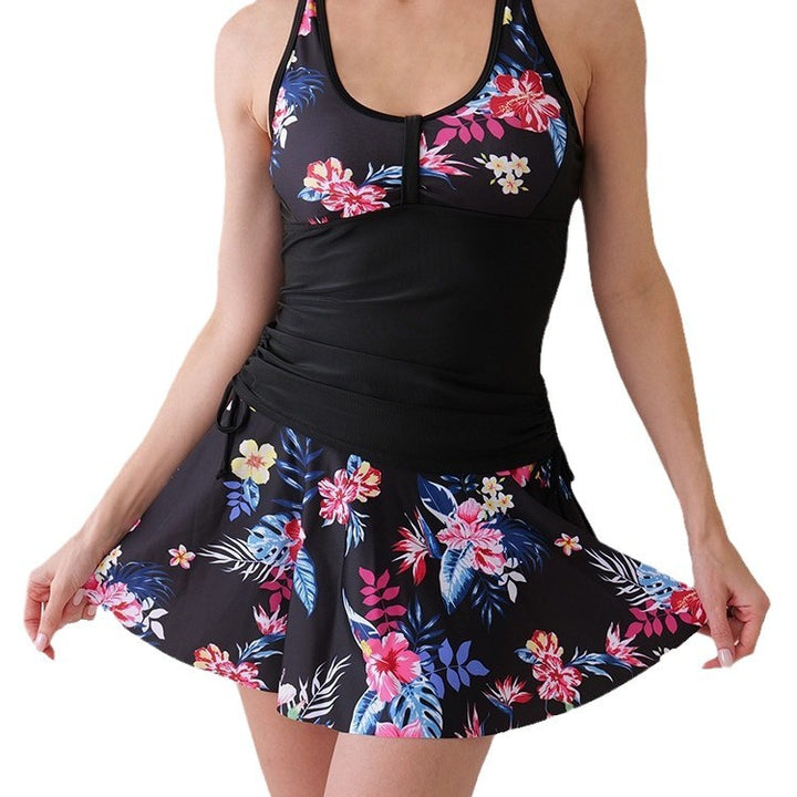 Damen Sportliches Bade-Kleid mit floralem Oberteil Drune