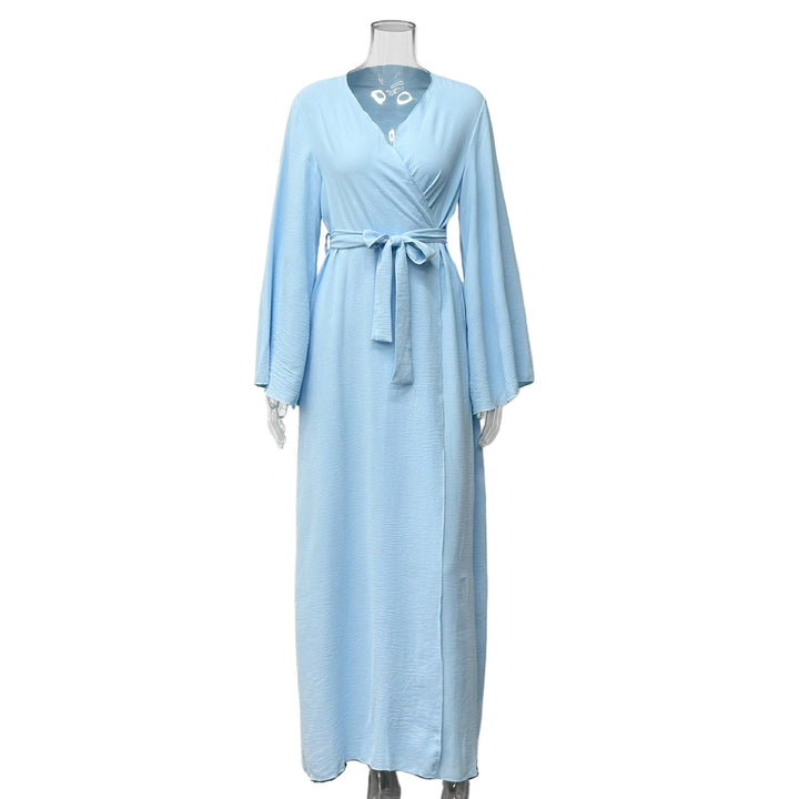 Damen Wickelkleid mit weitem Schnitt und Taillengürtel Drune