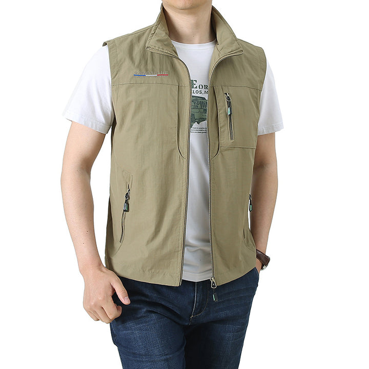 Herren Softshell-Utility-Weste mit Stehkragen und Multifachtaschen Drune