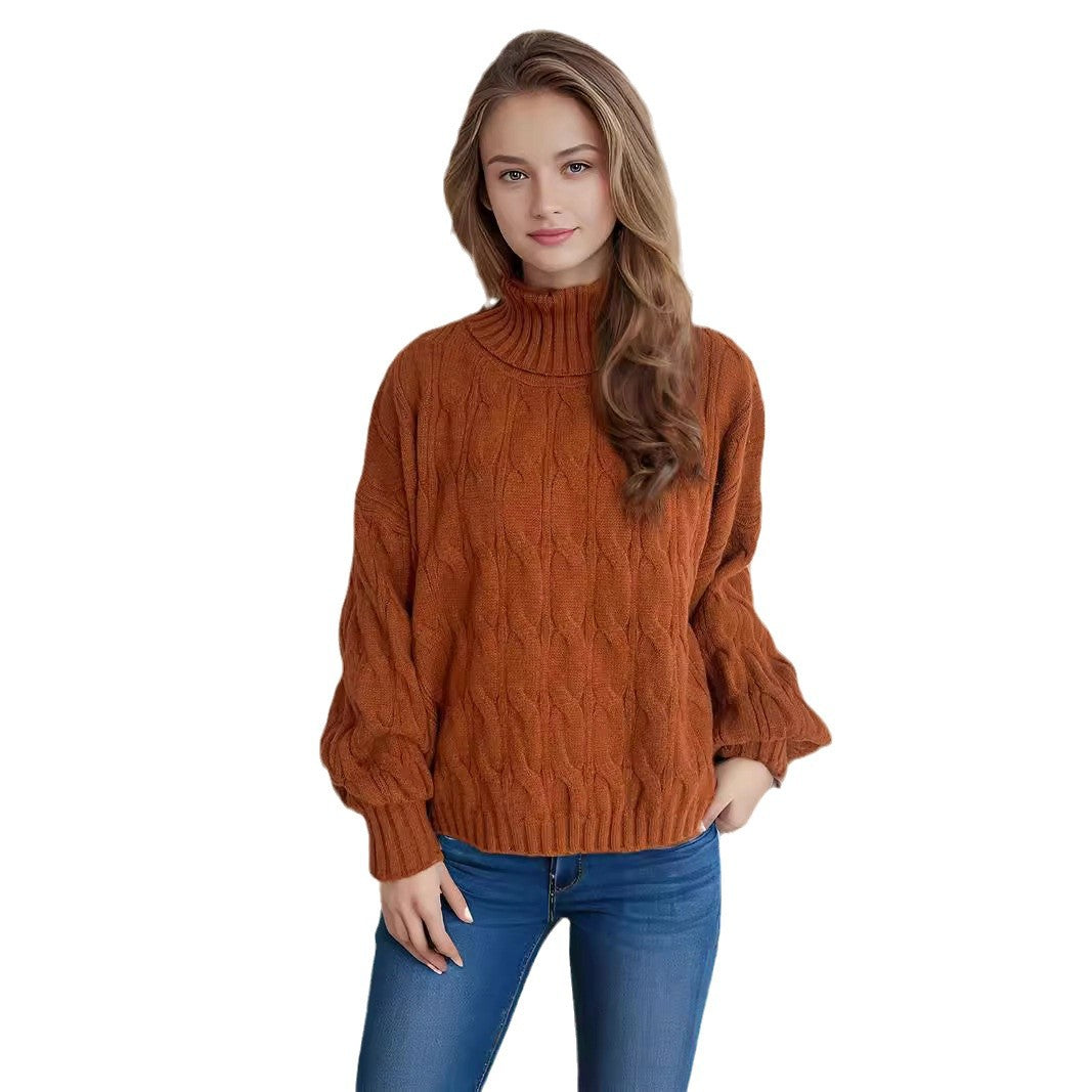 Damen Strickpullover mit hohem Kragen und strukturierter Zopfoptik Drune