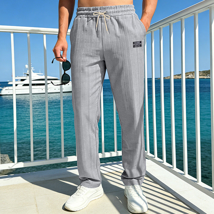 Herren Leichte Crinkle-Freizeithose mit elastischem Bund und Tunnelzug Drune