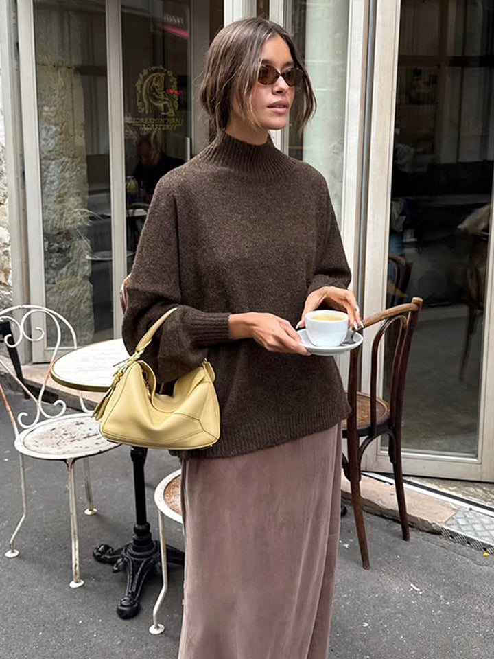 Damen Oversized Rollkragenpullover aus feinem Strick mit Ballonärmeln Drune