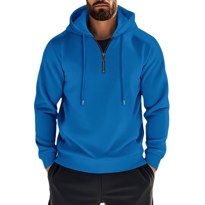 Herren Sportlicher Kapuzenpullover mit kurzem Reißverschluss und atmungsaktiven Einsätzen Drune