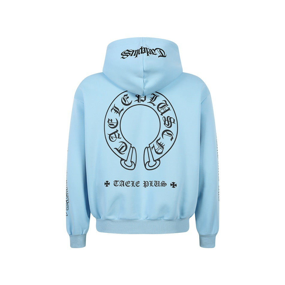 Unisex Kapuzenpullover im Urban‑Gothic‑Print mit geripptem Saum Drune