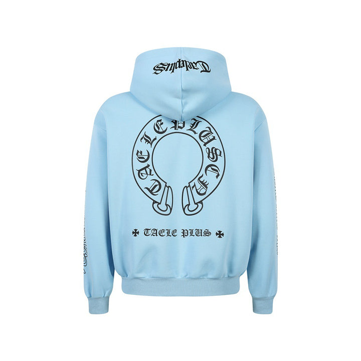 Unisex Kapuzenpullover im Urban‑Gothic‑Print mit geripptem Saum Drune