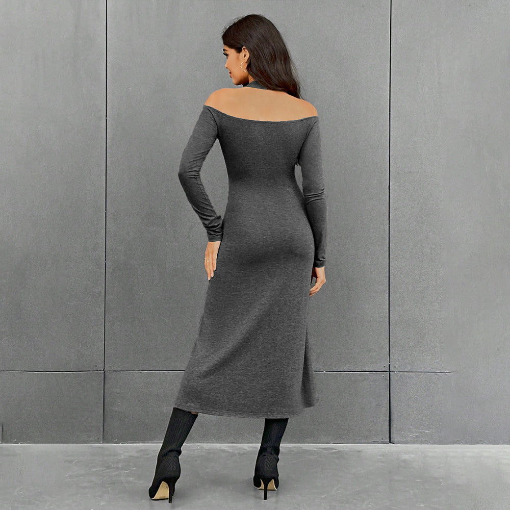 Damen figurbetontes Midikleid mit Neckholder, Cut-Out-Schultern und taillierter Jersey-Silhouette Drune