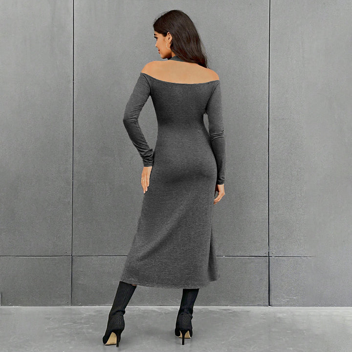 Damen figurbetontes Midikleid mit Neckholder, Cut-Out-Schultern und taillierter Jersey-Silhouette Drune