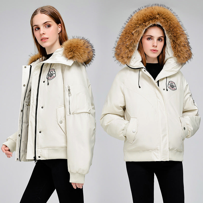 Damen Sportliche Pufferjacke mit abnehmbarem Kunstfellkragen und praktischen Taschen Drune