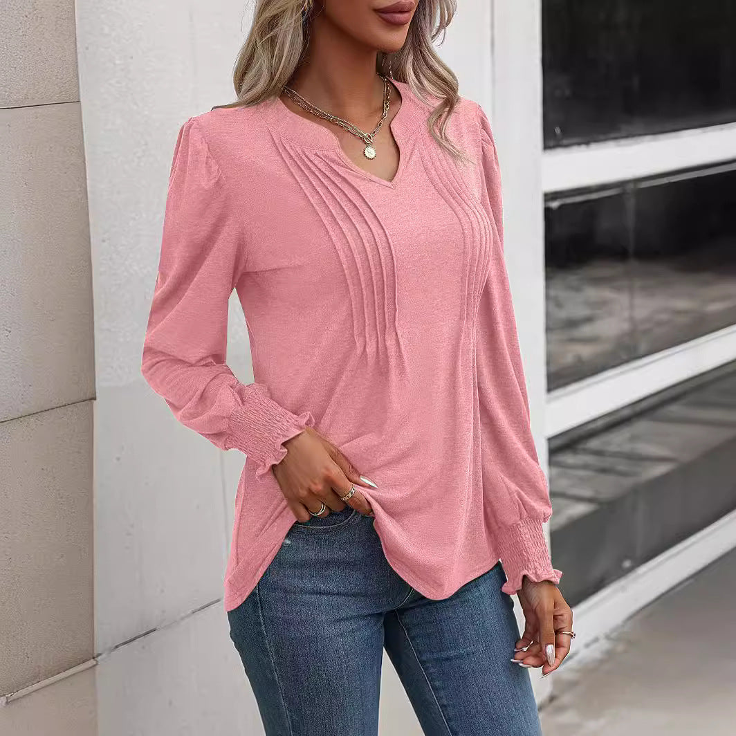 Damen Langarmshirt mit eleganter Rüsche Drune