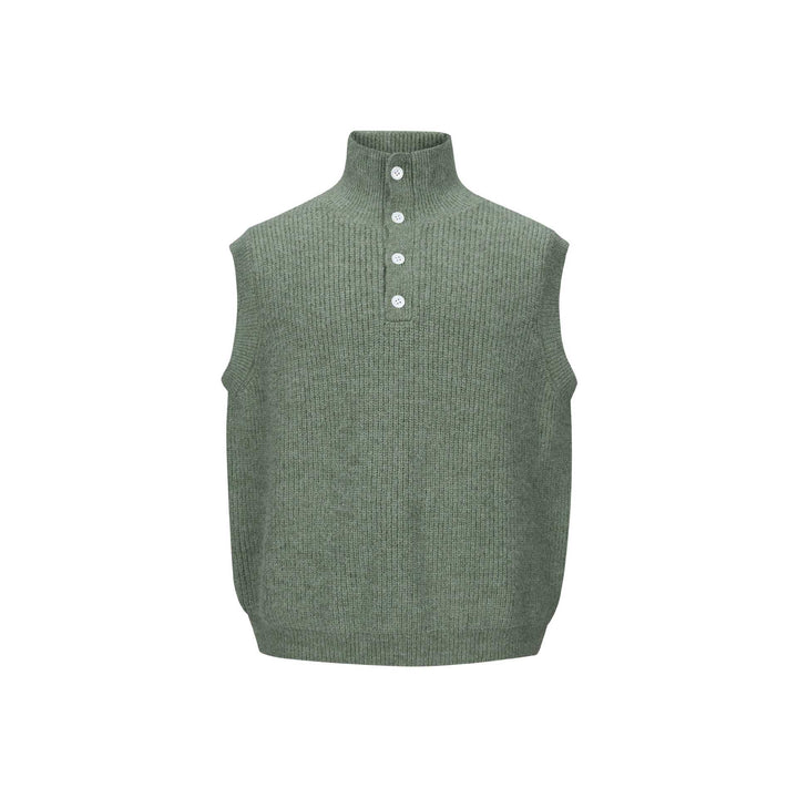 Unisex Grobgestrickte Weste mit Polokragen und Halbknopfleiste Drune