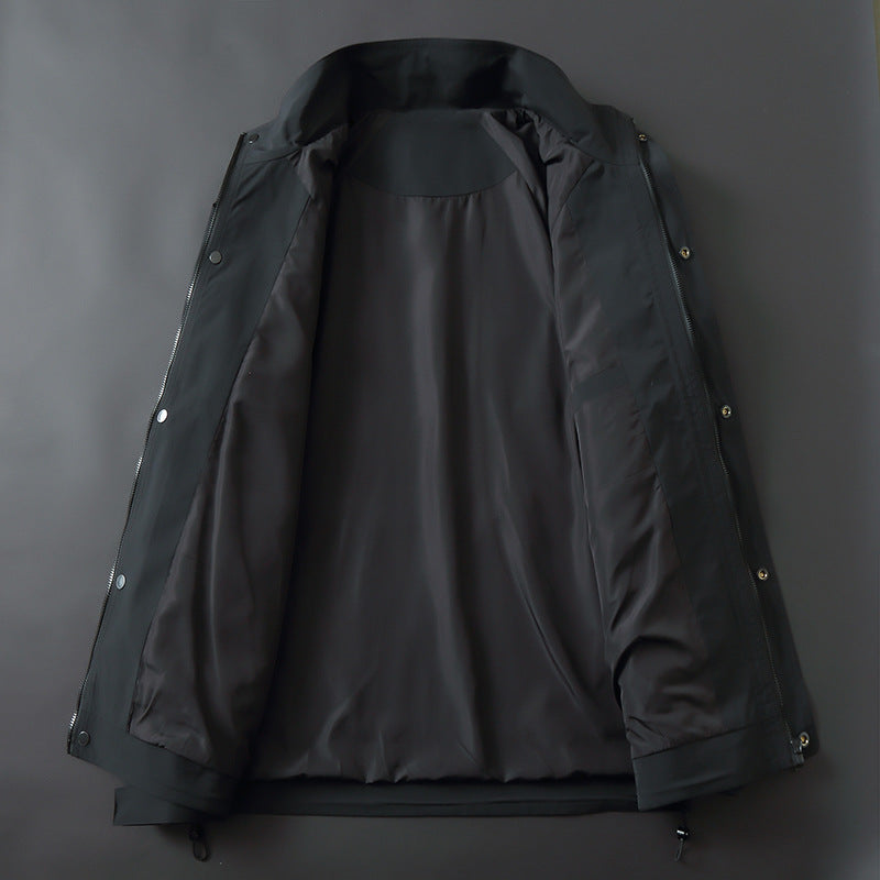 Herren Leichte technische Übergangsjacke mit Stehkragen, Reißverschluss und Multifunktionstaschen Drune