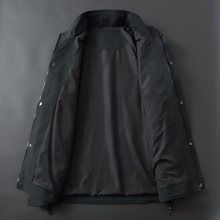 Herren Leichte technische Übergangsjacke mit Stehkragen, Reißverschluss und Multifunktionstaschen Drune