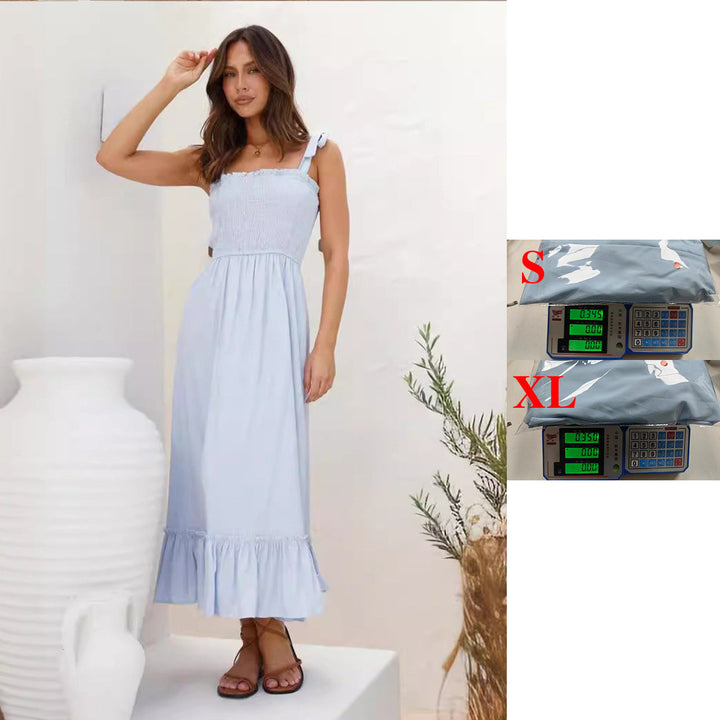 Damen Maxikleid mit verspieltem Rüschensaum und elastischem Oberteil Drune