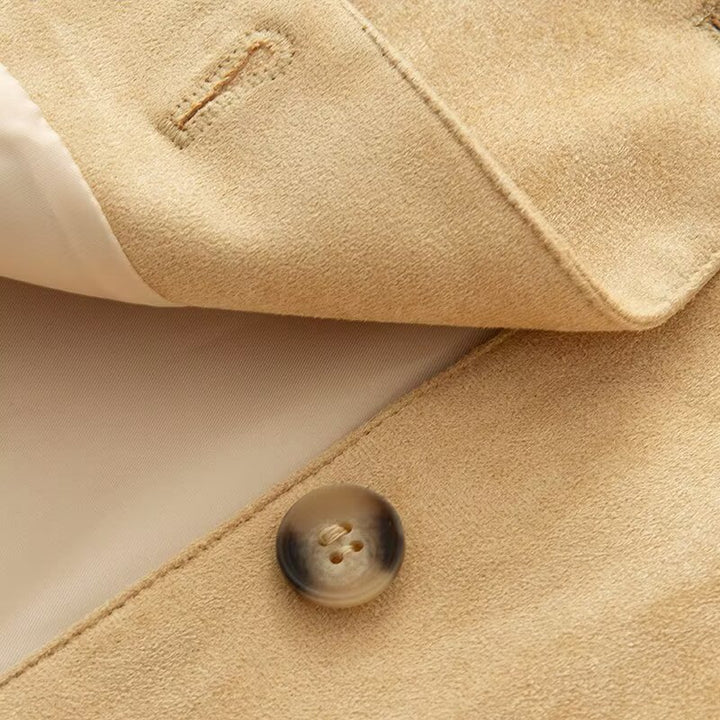 Damen Kurzjacke in Velours‑Optik mit Rundhalsausschnitt, Ballonärmeln und elastischem Saum Drune
