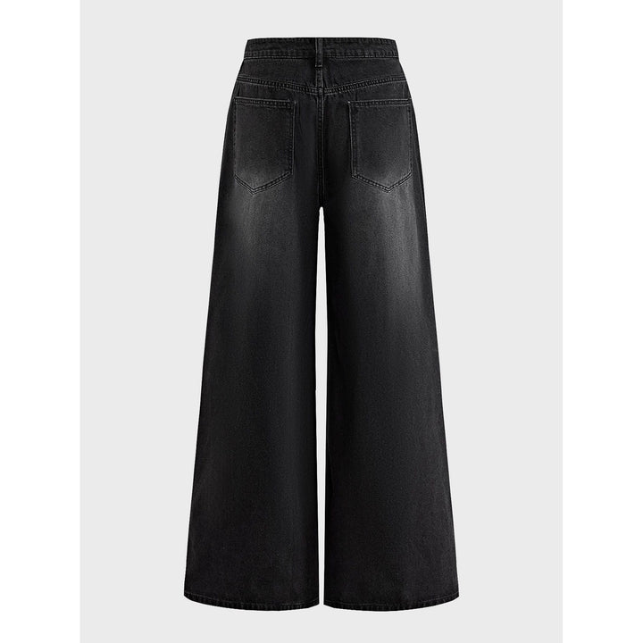 Damen Veredelte Jeans mit weitem Bein Drune