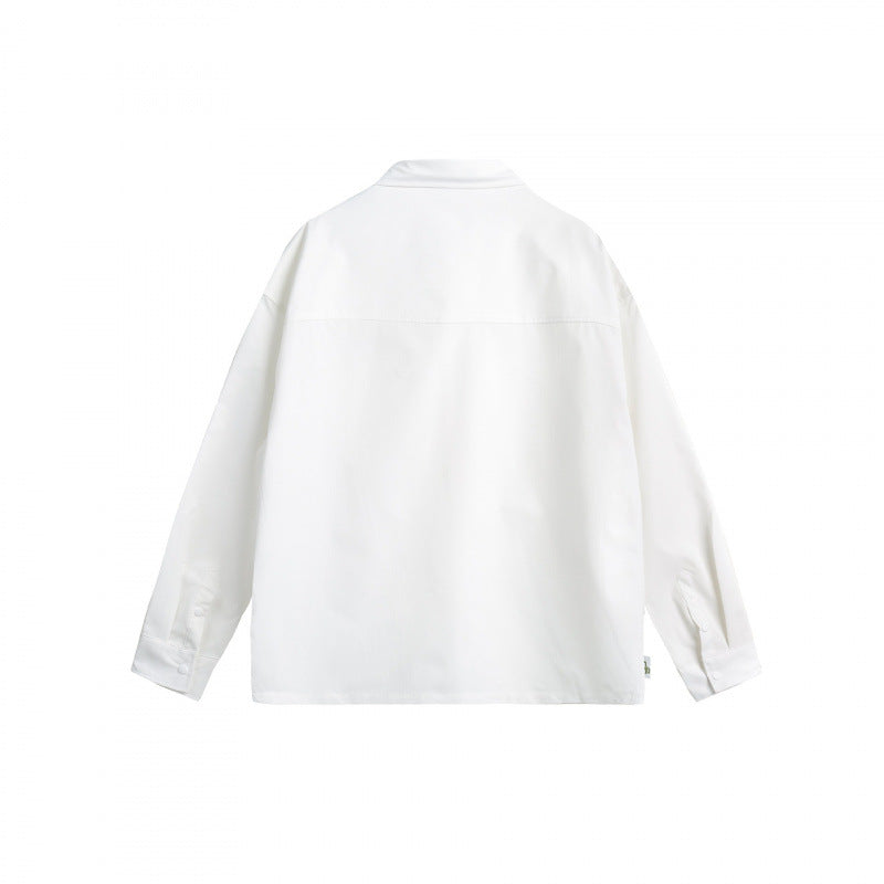 Unisex Oversize Hemdjacke mit Pattentaschen, Druckknopfblende und Karabiner-Detail Drune