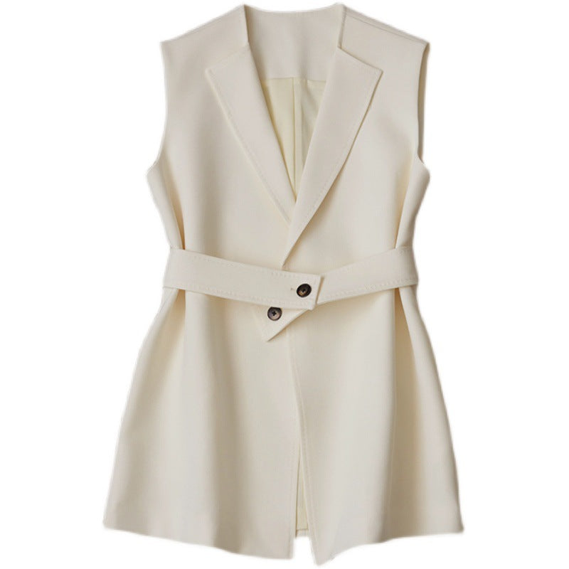 Damen Ärmellose Blazer-Weste mit Taillengürtel Drune