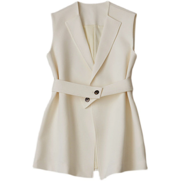 Damen Ärmellose Blazer-Weste mit Taillengürtel Drune
