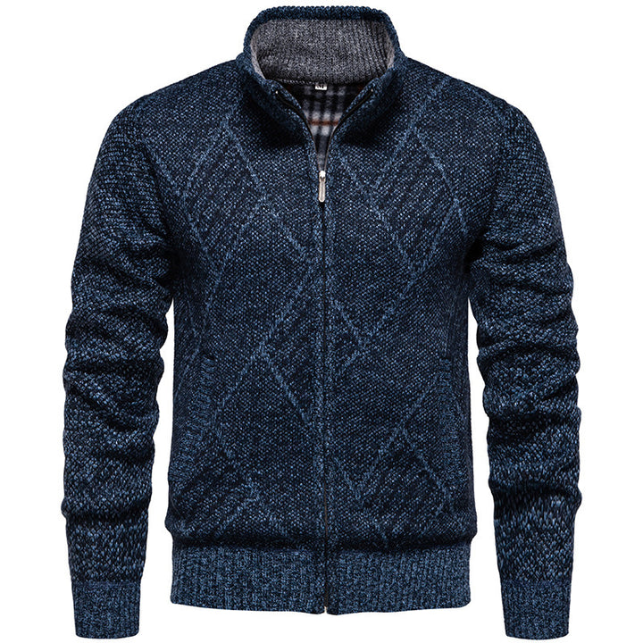 Herren modischer Strickjacke mit Stehkragen und einzigartigem Zopfdesign Drune