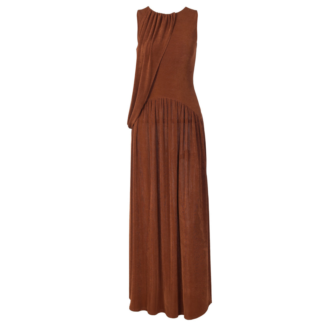 Damen Langes Kleid mit asymmetrischem Schnitt und raffiniertem Drapierungselement Drune