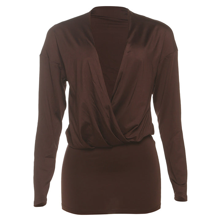 Damen elegantes Oberteil mit elegantem V-Ausschnitt und lockerer Passform Drune